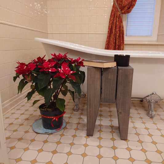 Wooden rustic cozy bathroom stool