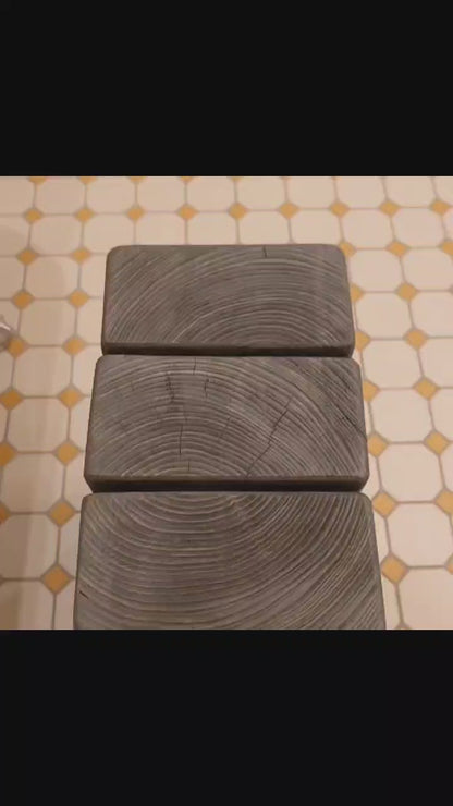 Wooden rustic cozy bathroom stool